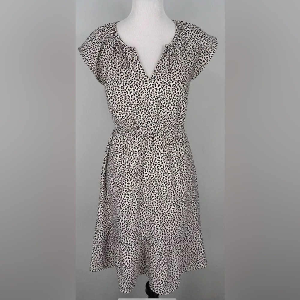 LOFT Black‎ and White Midi Dress